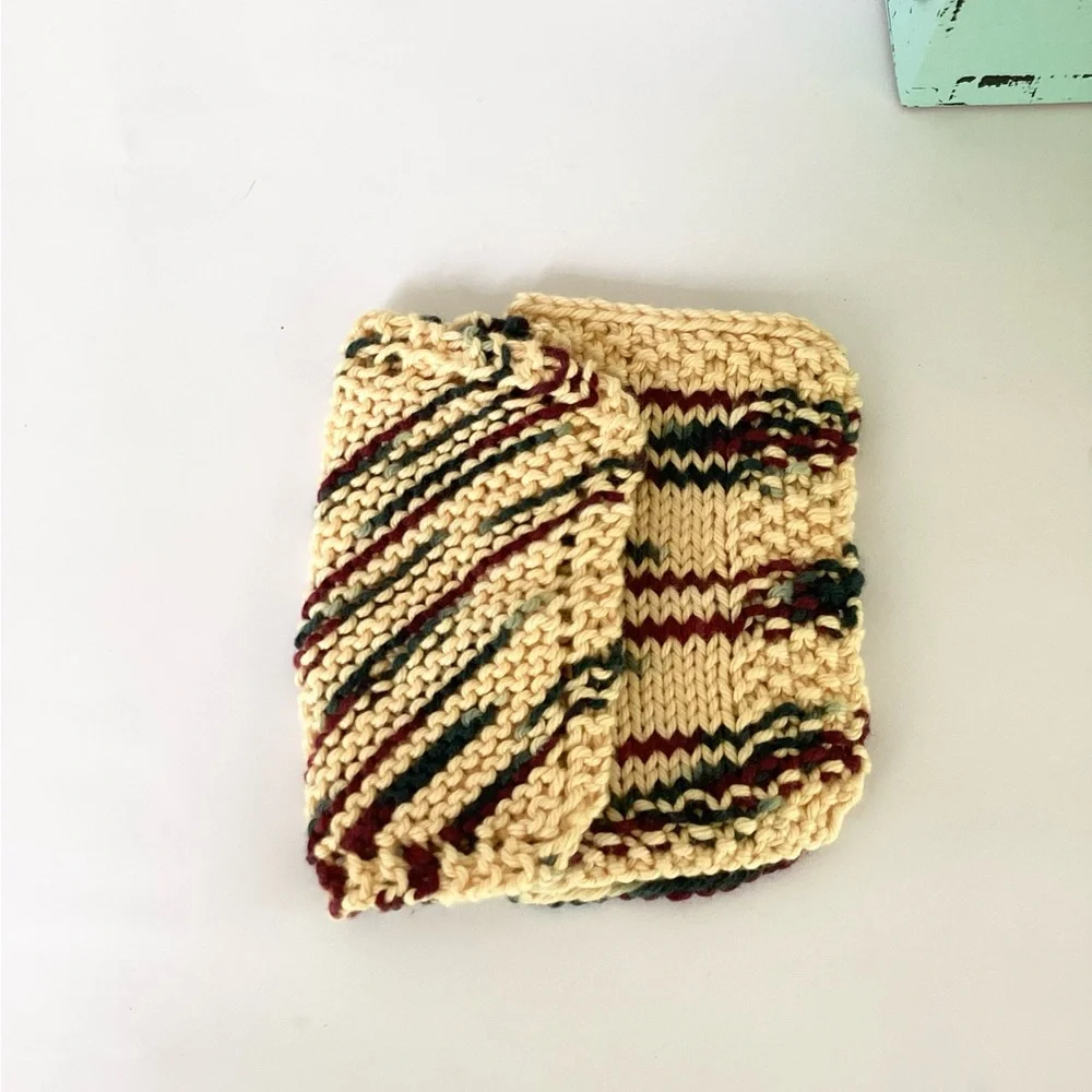 Baby Washcloth Hand Crafted Yellow Maroon Green Cotton Gift Bath Essential